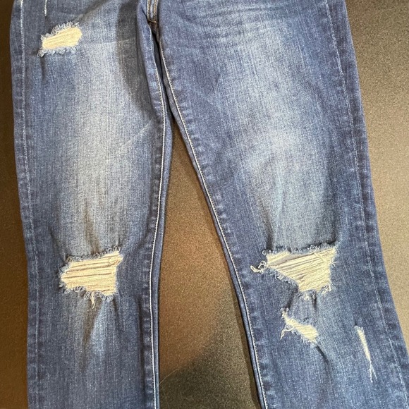 Flying Monkey Mid Rise Ankle Skinny Blue Jeans Distressed Dark Wash Womens 25 - Picture 3 of 13